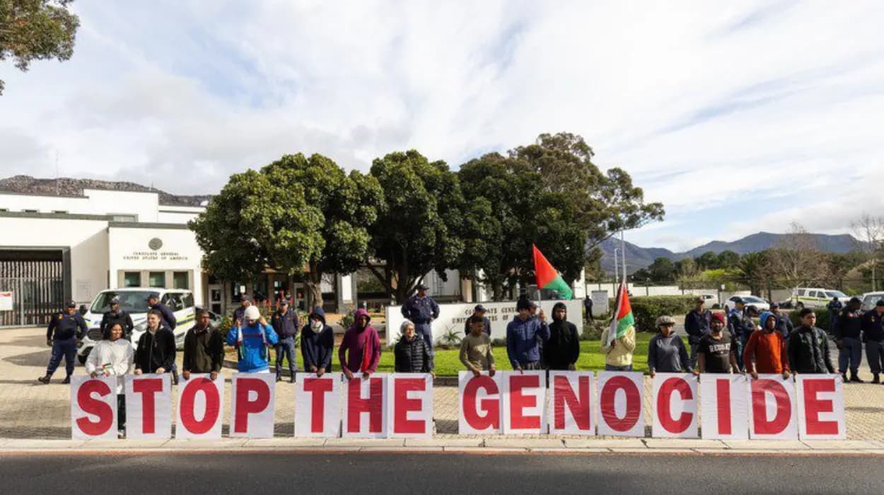 Pro-Palestine protest outside US Consulate in Cape Town